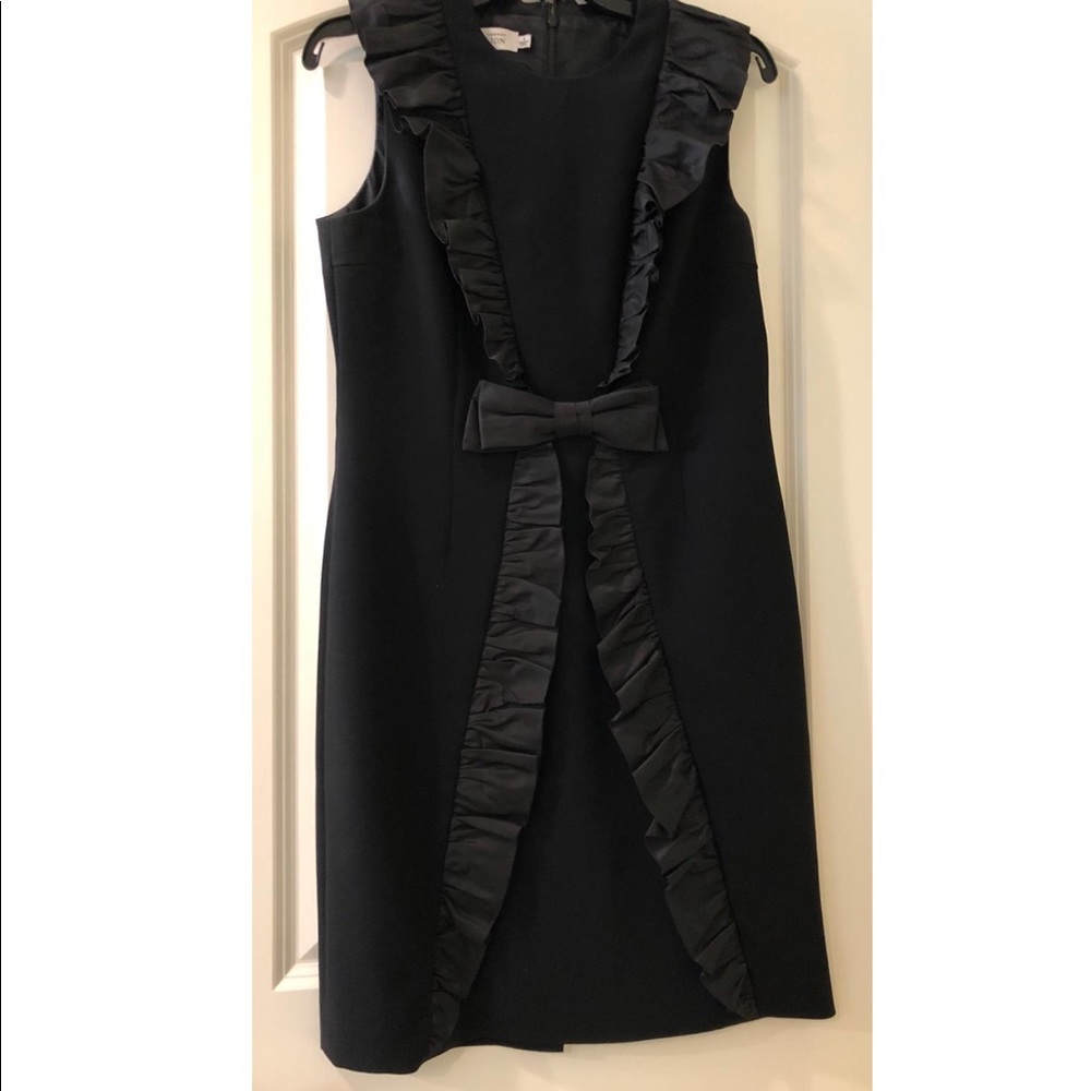 Teri John Black ruffle dress with bow detail